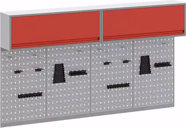 Set di 6 armadi per attrezzi con scaffale in acciaio Rosso e Grigio CFW7640507 con montaggio a parete – 1