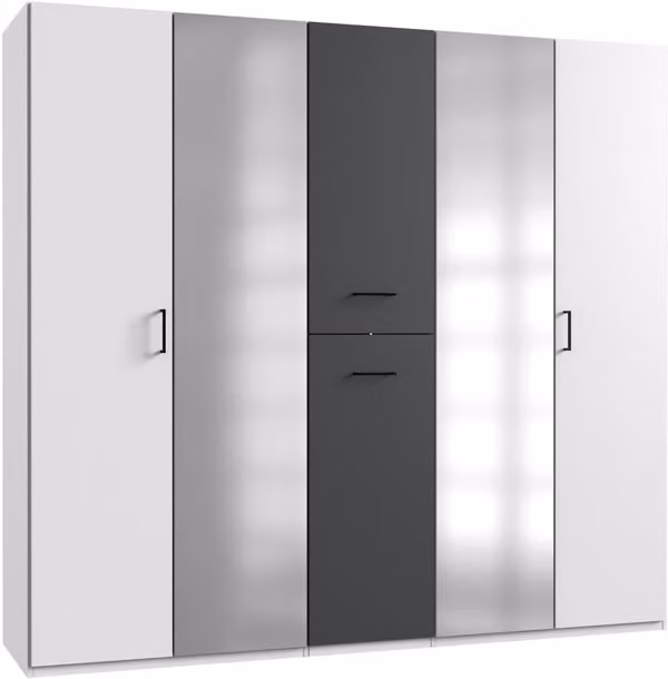 Armadio Lima 225x58x208cm bianco grafite con cassettiera a spezzone
