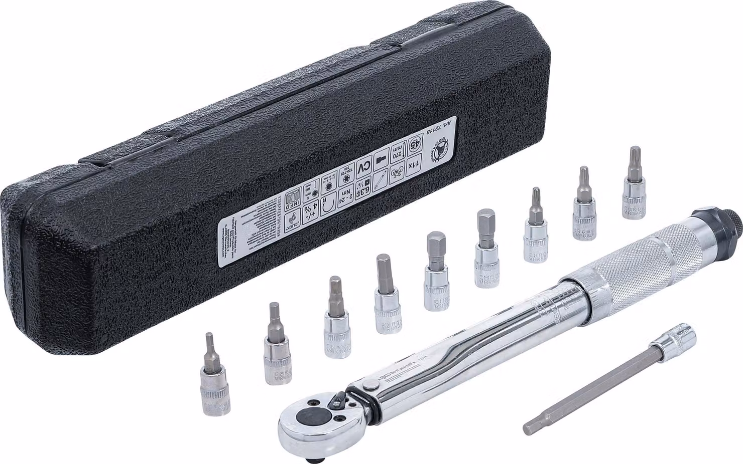 Set di chiavi dinamometriche | uscita a comando quadro esterno 6,3 mm (1/4") | 2 - 24 Nm | 11 pz.
