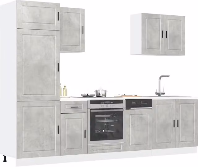 Set Mobili da Cucina 7 pz Porto Grigio Cemento in Truciolato 3314785