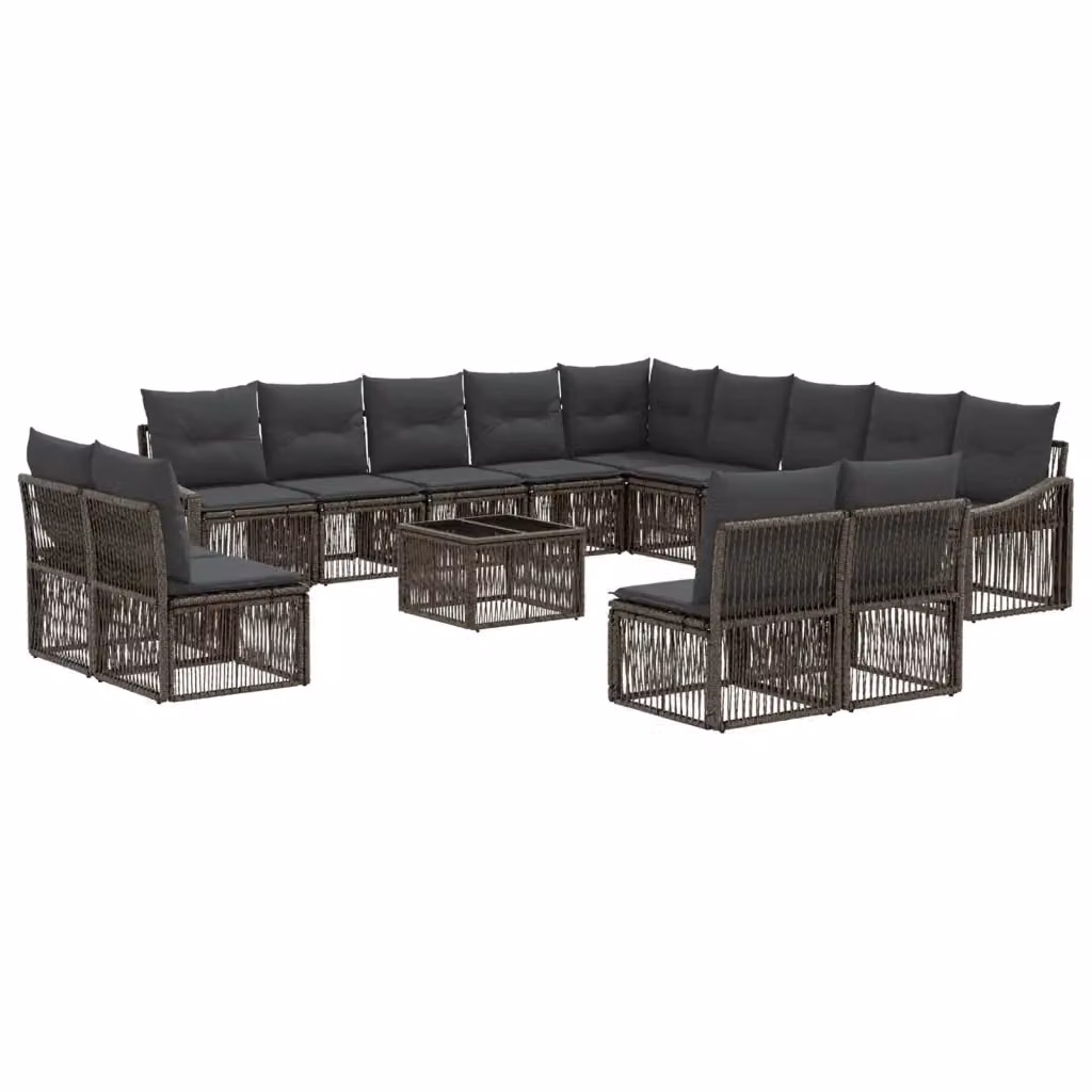Set Divano da Giardino vidaXL a forma a U in Polyrattan Grigio con Tavolino e Cuscini – 2