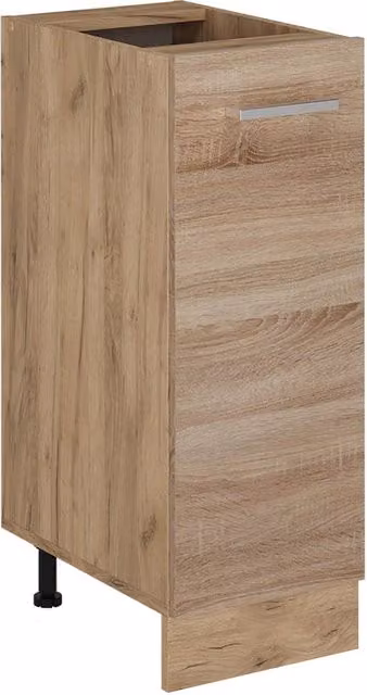 Armadio dispensa da cucina Vicco R-Line in rovere dorato con ante a battente e portabottiglie, L: 30 cm, H: 81,6 cm, P: 46 cm