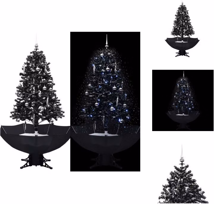 vidaXL Albero di Natale innevato con base ad ombrello nero 170 cm PVC - Alberi di Natale