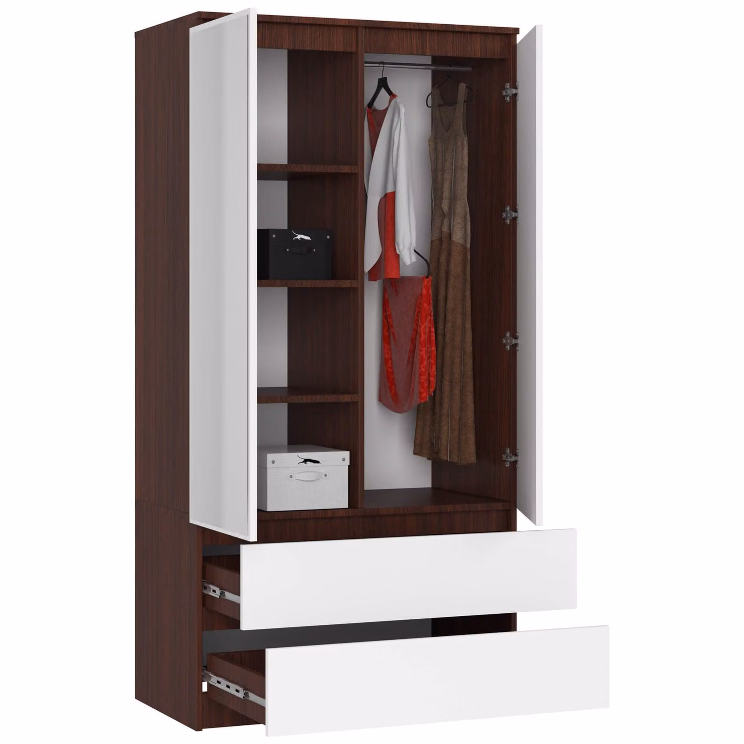Armadio con due specchi | Armadio per la camera da letto | Dimensioni: 90 x 200 x 50 cm