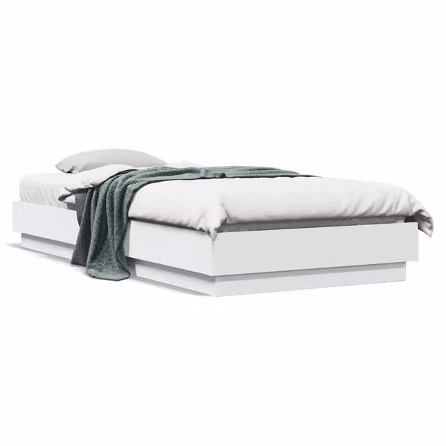 Letto singolo vidaXL bianco con illuminazione LED sottostante e porta di ricarica USB L/P: 100 x 200 cm