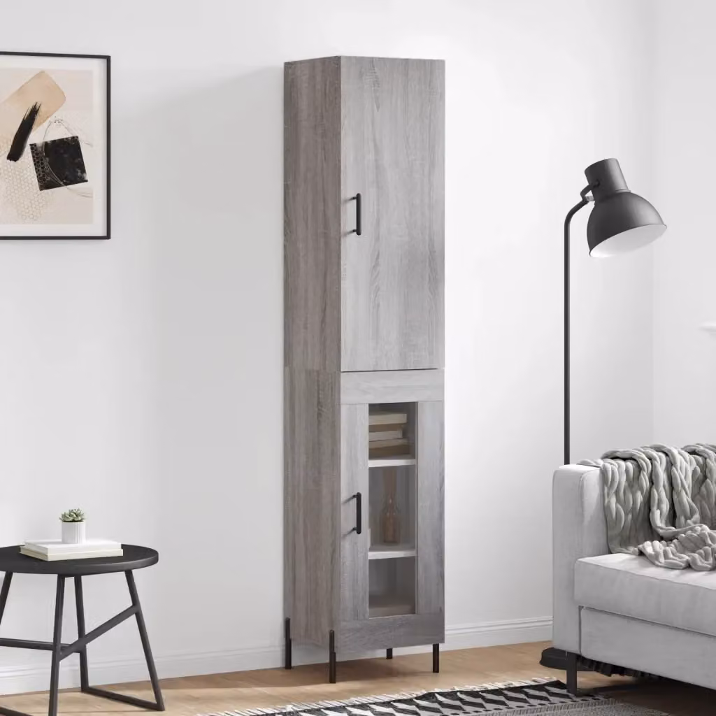 Credenza Buffet da pranzo moderna in legno multistrato Grigio Sonoma L: 180 cm, P: 34,5 cm, H: 34 cm – 2