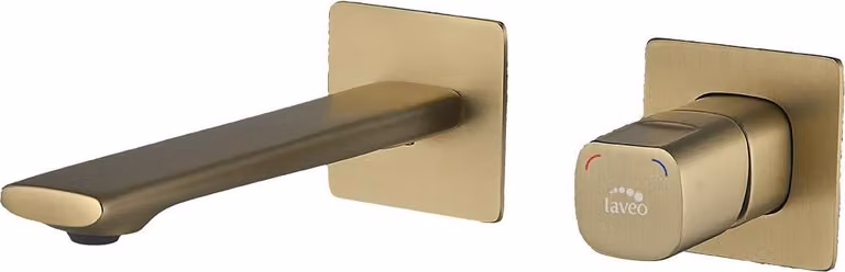Miscelatore monocomando da incasso per lavabo, finitura oro spazzolato, marca Laveo