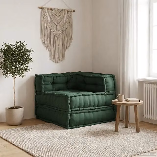 Divano Componibile Moderno vidaXL in Tessuto Verde L/P/H: 70 x 70 x 54 cm – 1