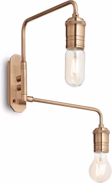 Applique Industrial-Minimal Triumph IDEAL LUX in Metallo Ottone con 2 Luci E27
