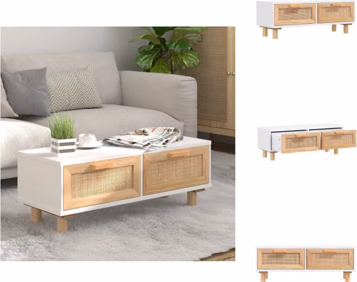 vidaXL Tavolino bianco 80x40x30 cm materiale a base di legno e legno di pino massiccio - Tavolini da salotto