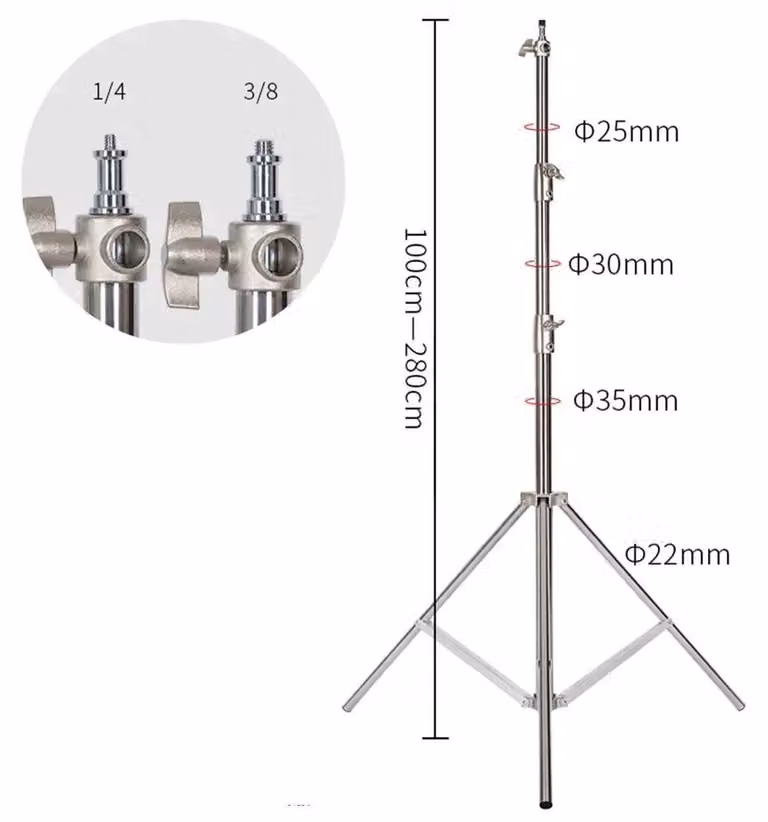 Treppiede regolabile in altezza, in acciaio inossidabile resistente, 2,8 m, color argento