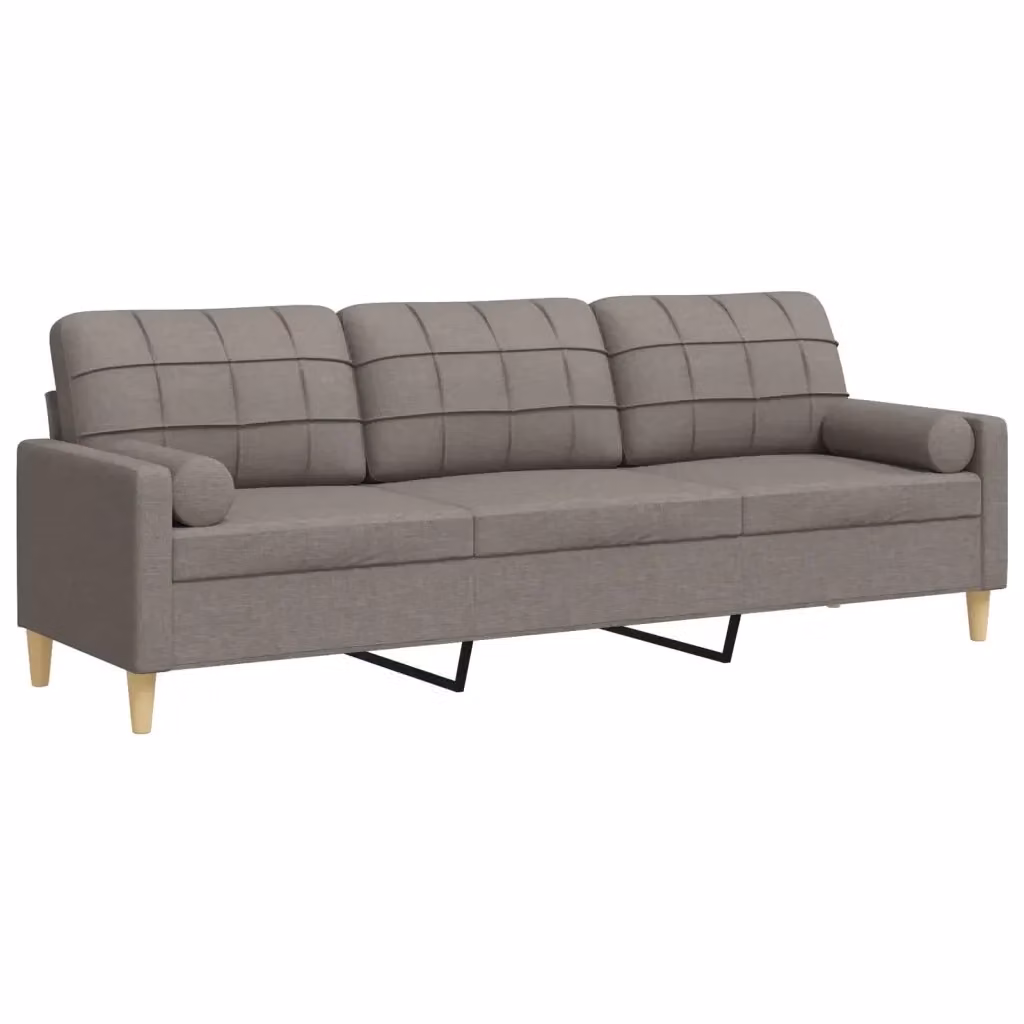 Divano moderno a 3 posti vidaXL in tessuto beige o grigio con cuscini e coperture rimovibili L: 226 cm, P: 80 cm, H: 77 cm – 2