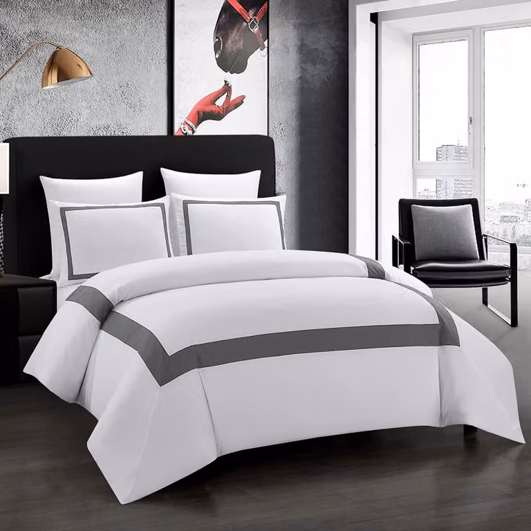 Solidchoice - Set di lenzuola per copripiumino da hotel, 2 pezzi, microfibra, grigio, per una persona