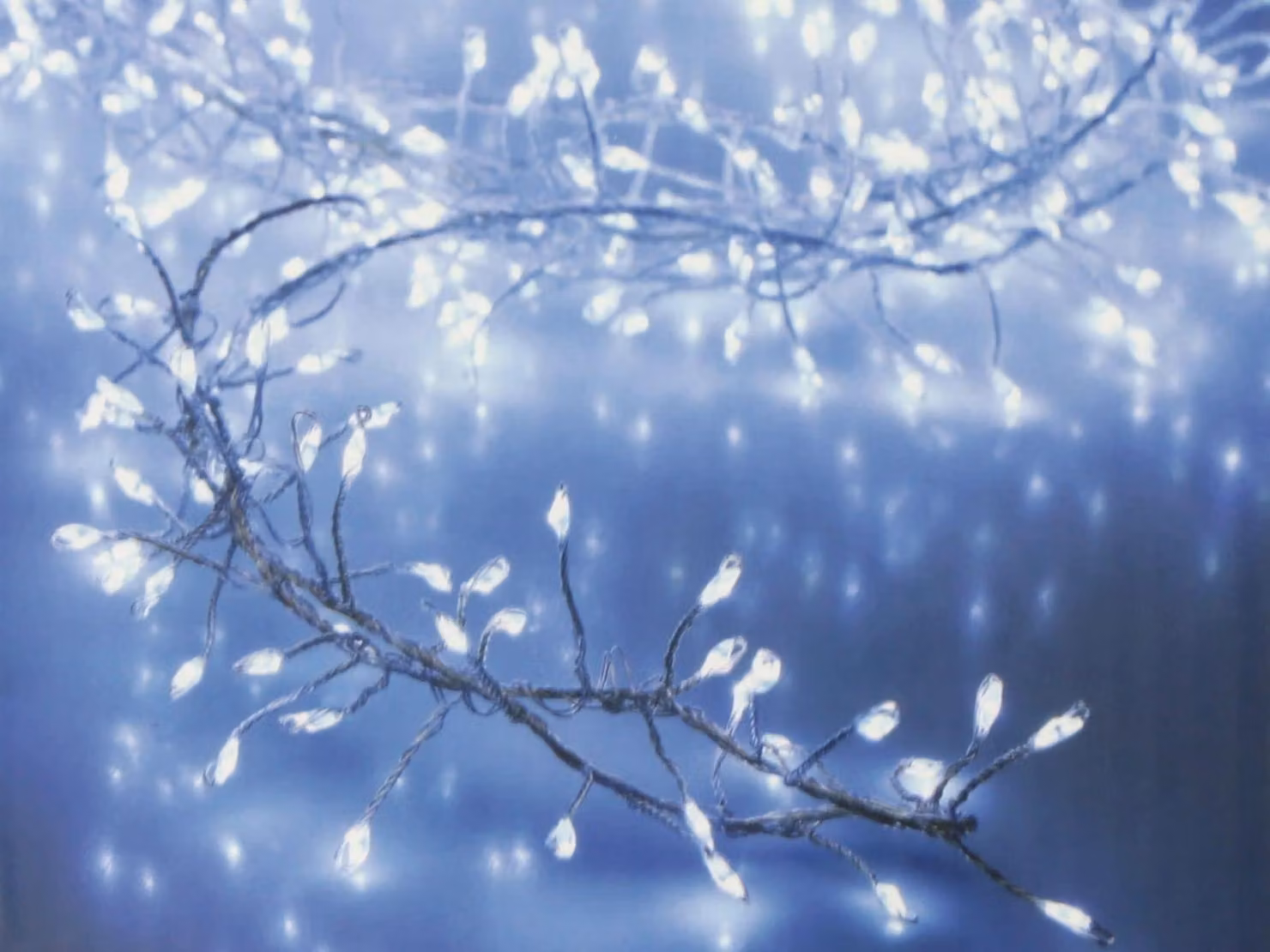 Catena luminosa con 100 micro-LED, lineare, luce bianca fredda, alimentata a batteria