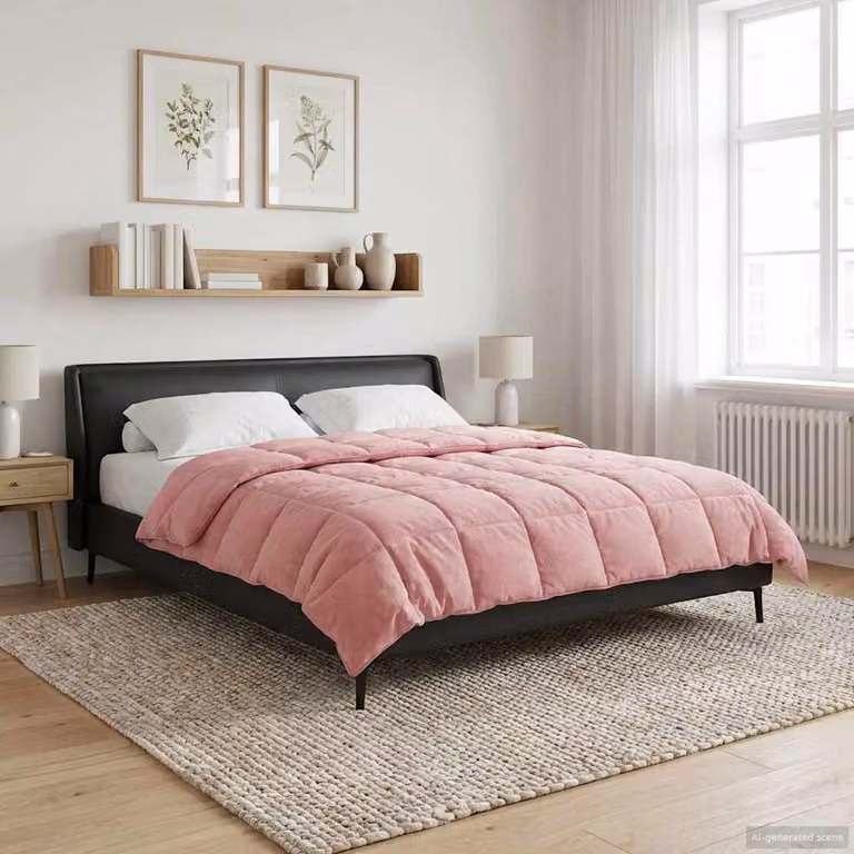 Piumone Completo Annuale Trapuntato vidaXL in Microfibra Rosa 200 x 200 cm