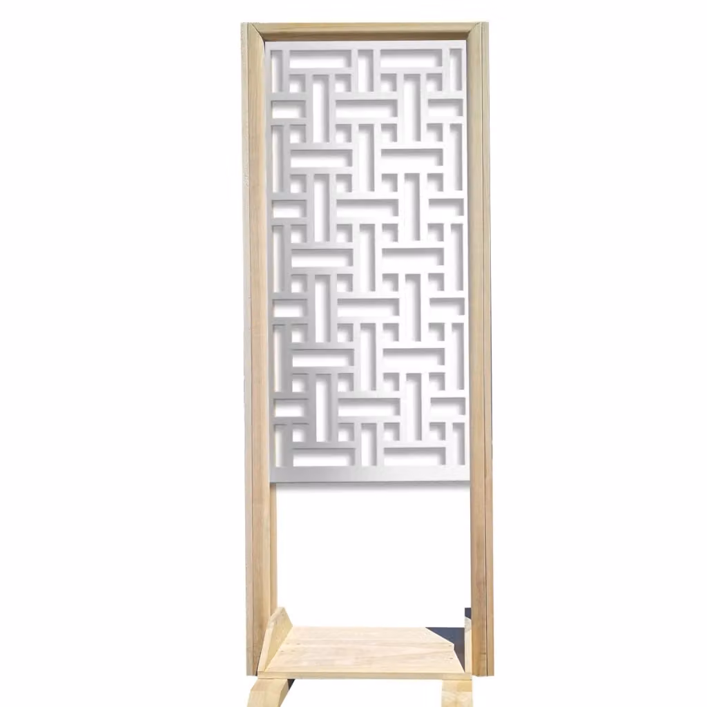 Separè modulabile TRAMA Signorbit in legno e PVC bianco, design geometrico moderno, H 190 cm x L 70 cm x P 50 cm – 2