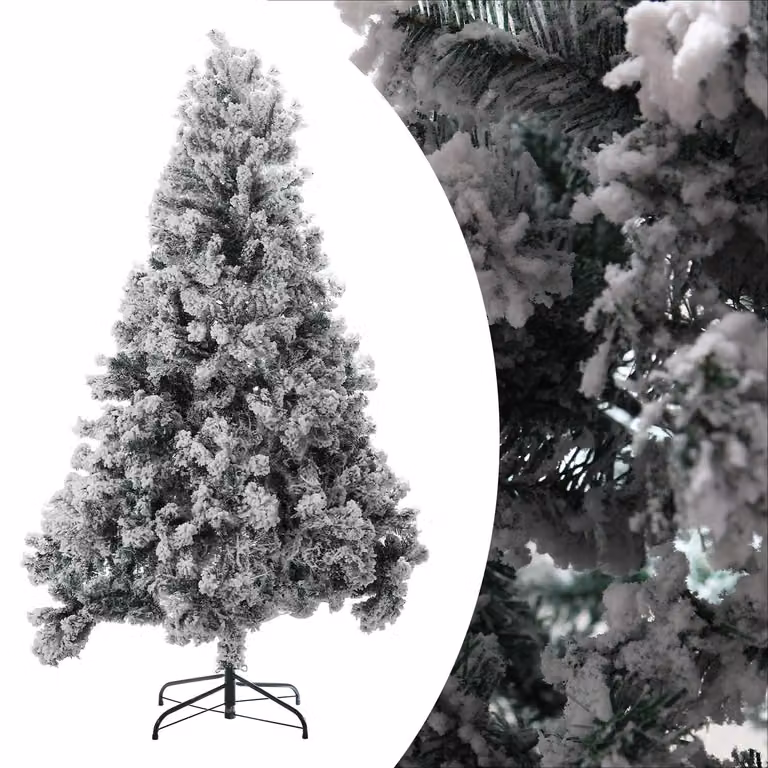 Albero di Natale artificiale Ikodm, altezza 180 cm, con neve, 860 punte, abete artificiale molto folto, ricoperto di neve, con supporto in metallo pieghevole