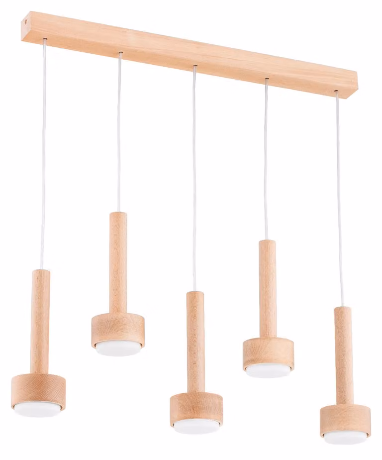 Lampada a sospensione BOLLO in legno chiaro 5xGX53x10W, dimensioni: 70x65x9 cm, IP20, Alfa