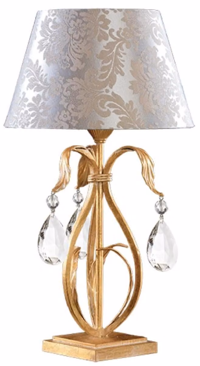Casa Padrino lampada da tavolo barocca in cristallo oro/bianco/argento Ø 25 x h. 46 cm - Magnifica lampada da tavolo in stile barocco con pregiato cristallo di Boemia - Qualità lussuosa - Italy