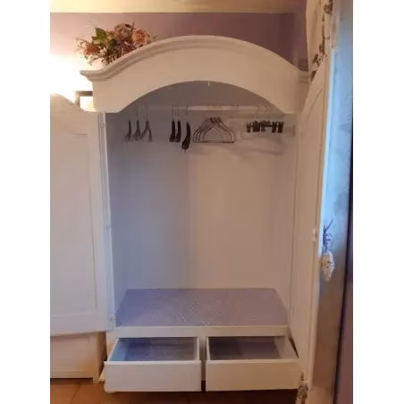 Armadio shabby chic in legno di pino bianco con 2 ante e cassetti interni Mobili 2G L/P/H: 125 x 61 x 200 cm – 5