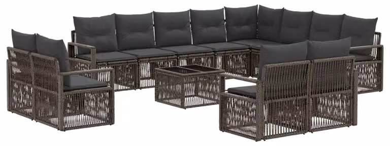 Set Divano da Giardino 13 pcs Grigio polyrattan