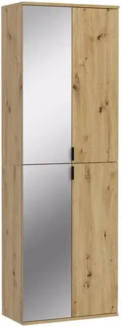 Armadio BODITE – 4 porte con specchi – Rovere chiaro