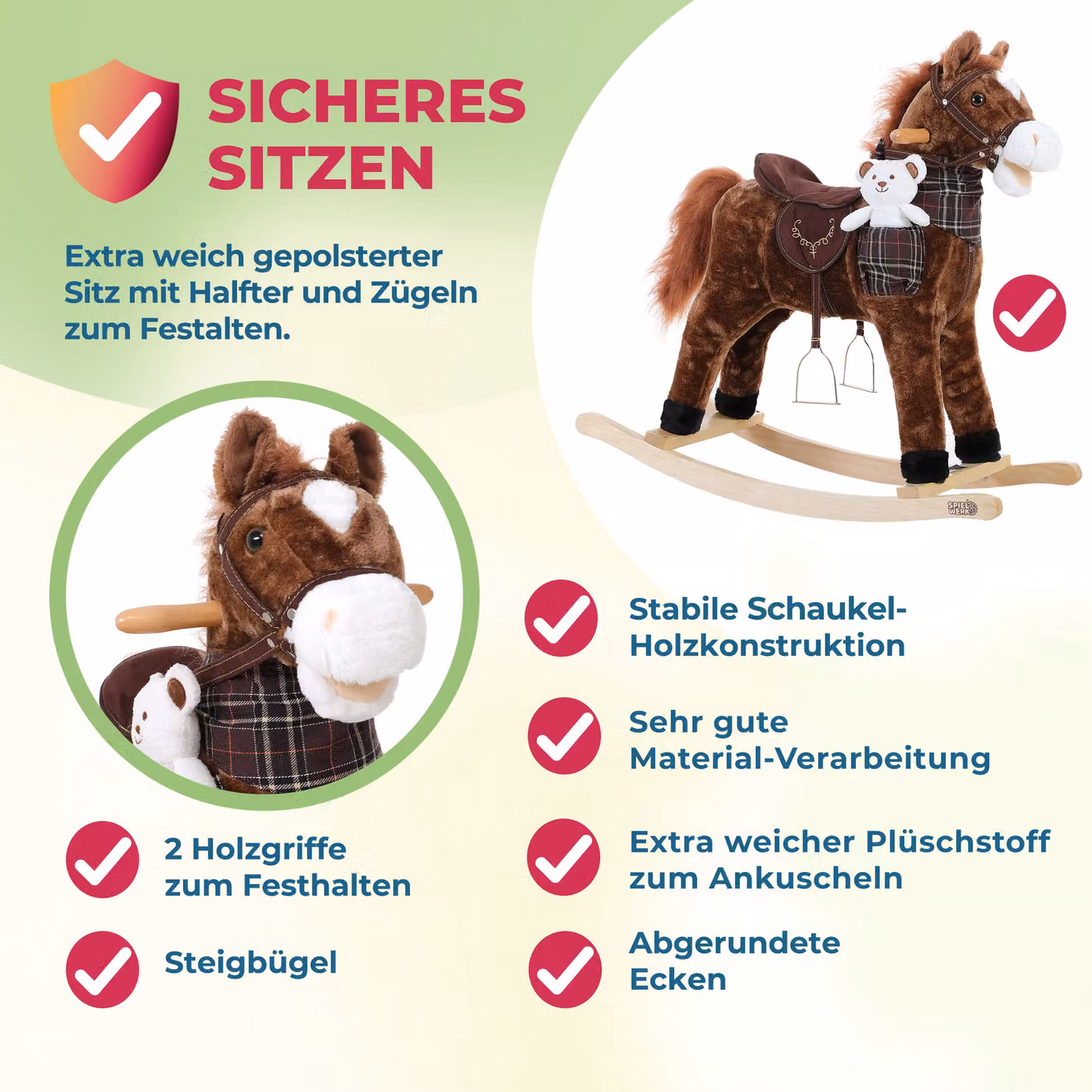 Dondolo a cavallo Deuba® marrone con funzione audio e motore – 2
