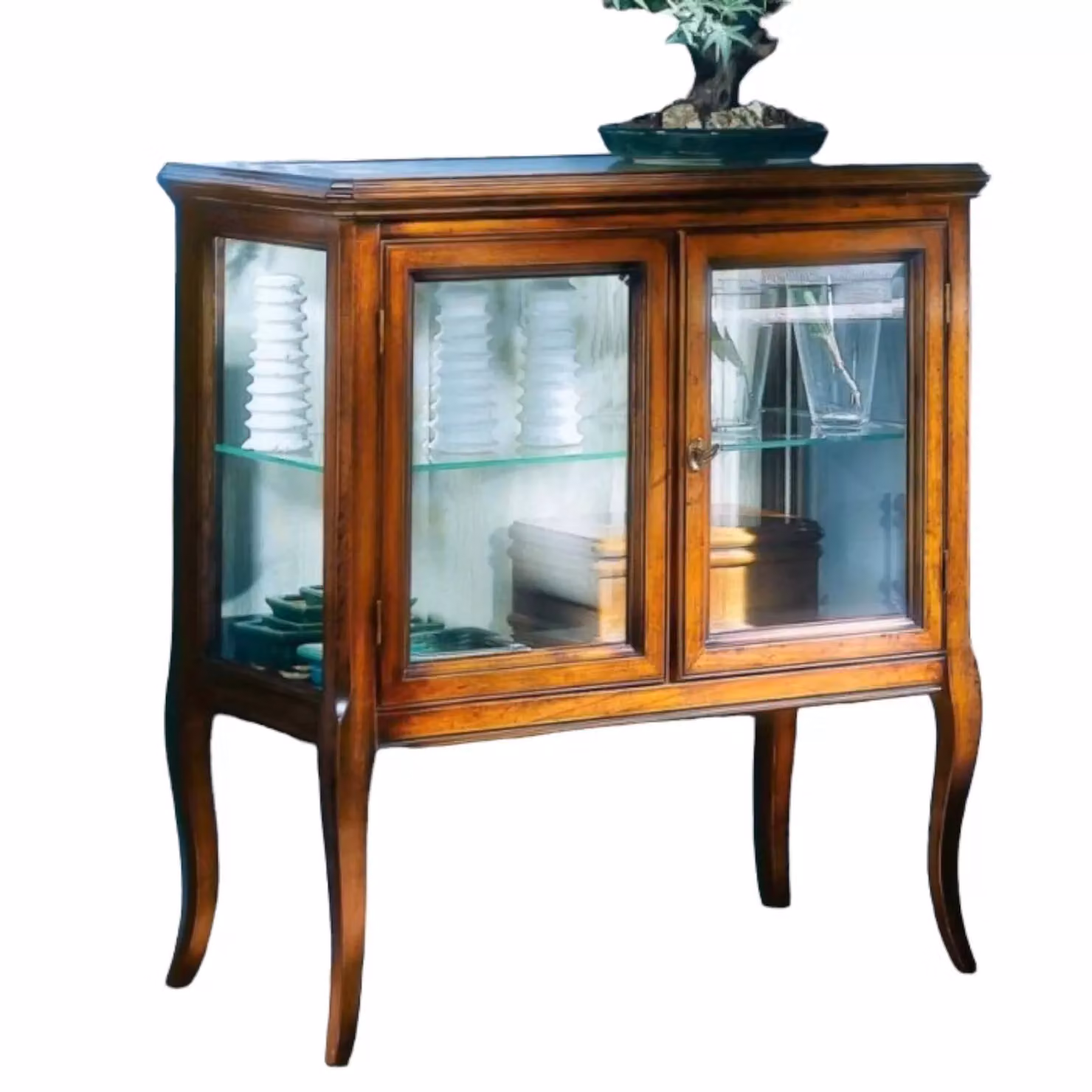 Vetrina classica in legno con ante in vetro Mobili 2G finitura bassano L: 80 cm, P: 40 cm, H: 85 cm – 1