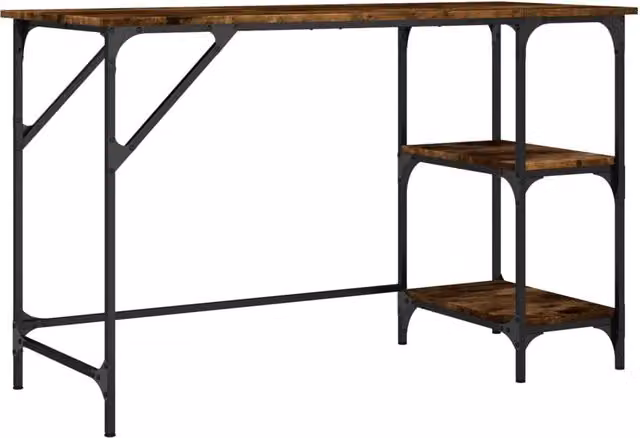 Scrivania da ufficio postazione di lavoro mobile per computer studio rovere affumicato 120 x 50 x 75 cm metallo e legno ingegnerizzato marrone 02_0023572