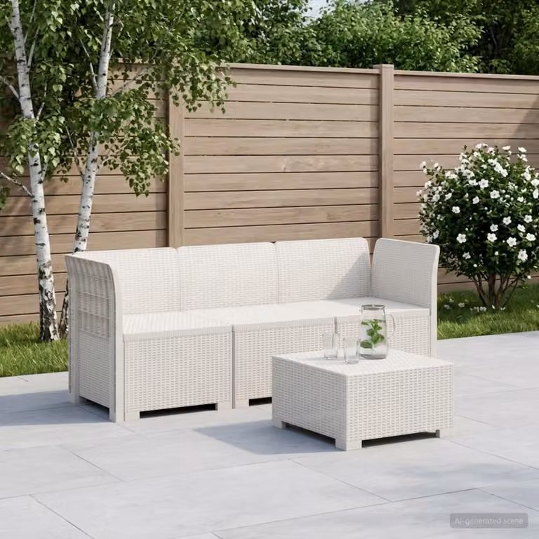 vidaXL Divano da Giardino a 3 Posti Moderno in Aspetto Rattan Bianco con Cuscini Inclusi