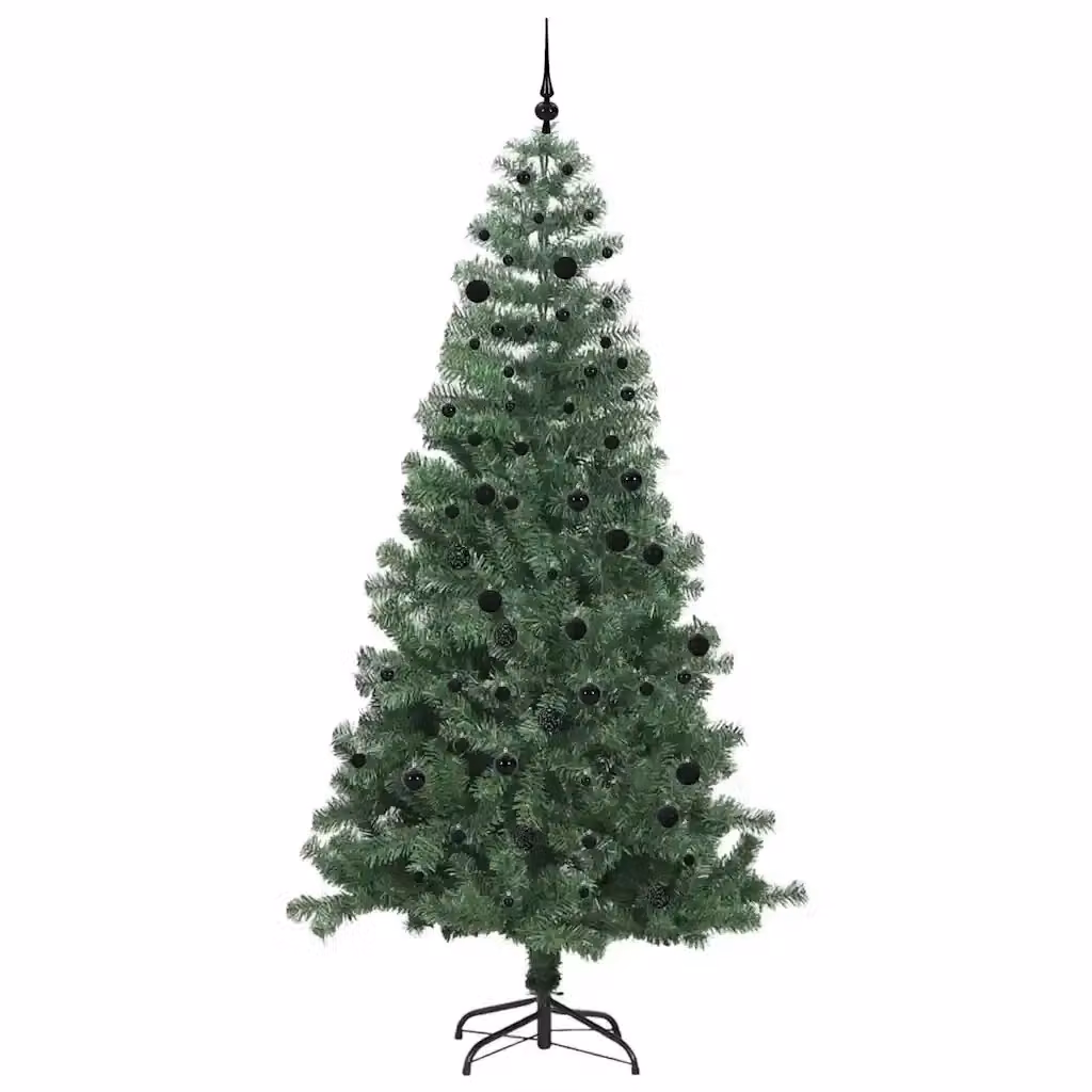 Albero di Natale moderno vidaXL in PVC verde con 300 LED luce bianca calda, Altezza: 240 cm – 2