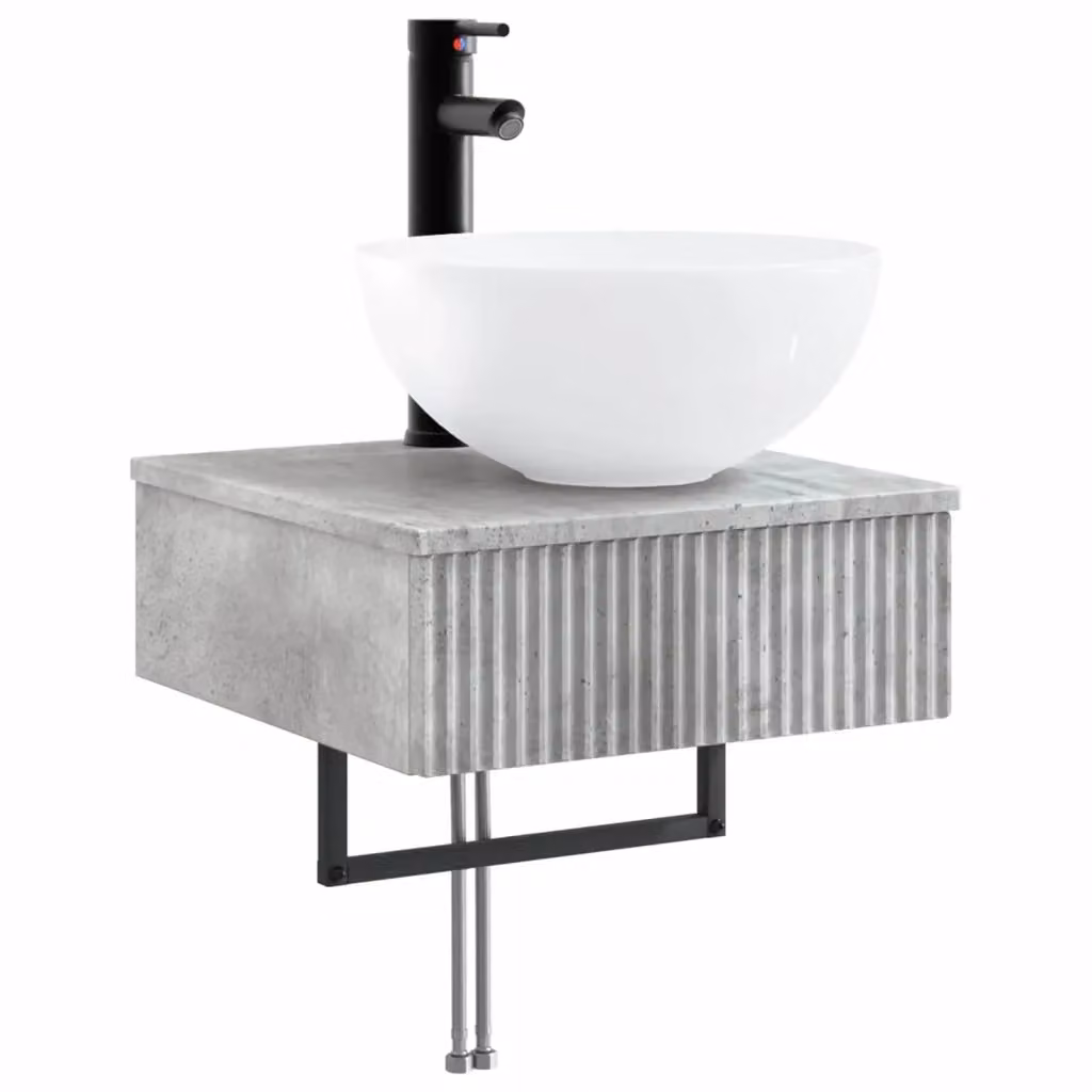 Lavabo da parete moderno vidaXL in grigio cemento, L 40 cm x P 41 cm x H 40,5 cm – 2