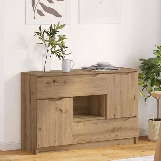 Credenza moderna in rovere color marrone vidaXL L/P/H: 100 x 30 x 65,5 cm