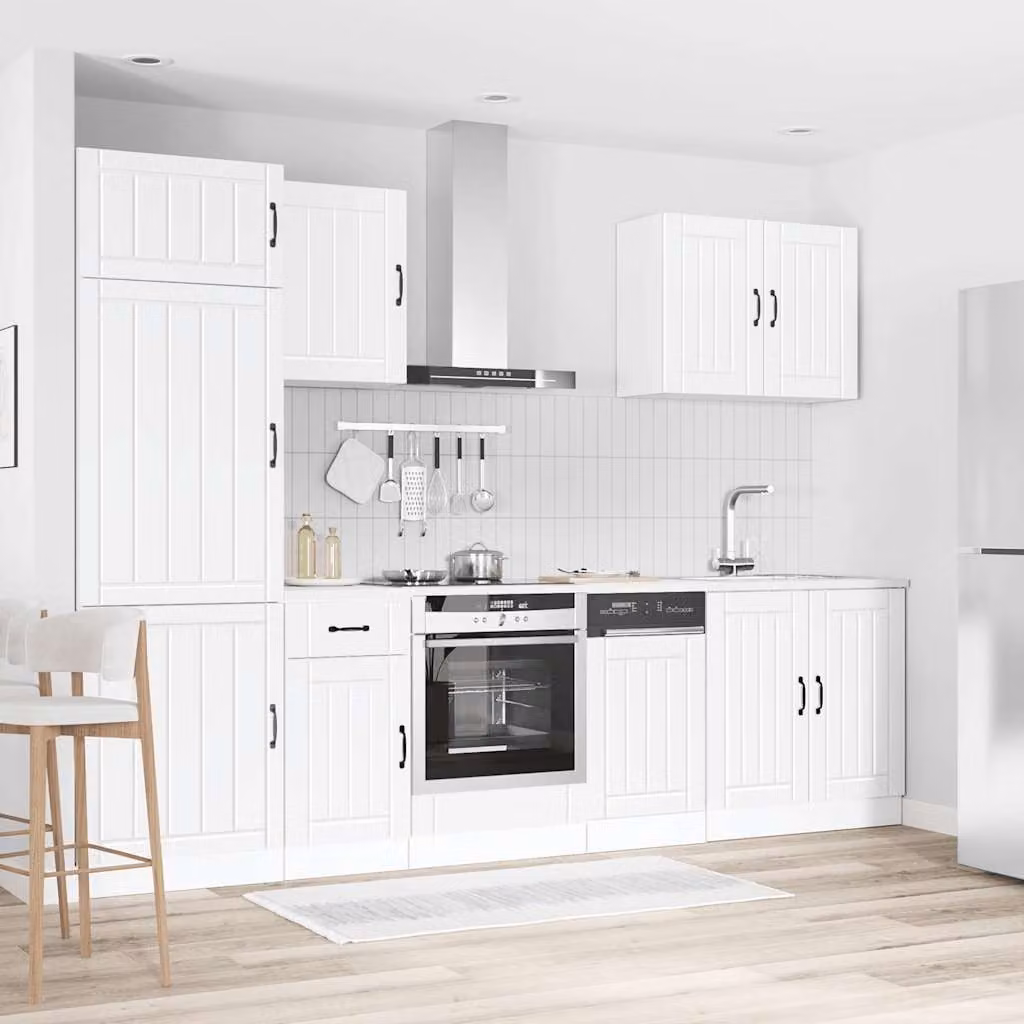 Set di mobili da cucina moderno vidaXL Lucca composto da 7 pezzi in legno multistrato bianco opaco L/P/H: 207 x 60 x 57 cm