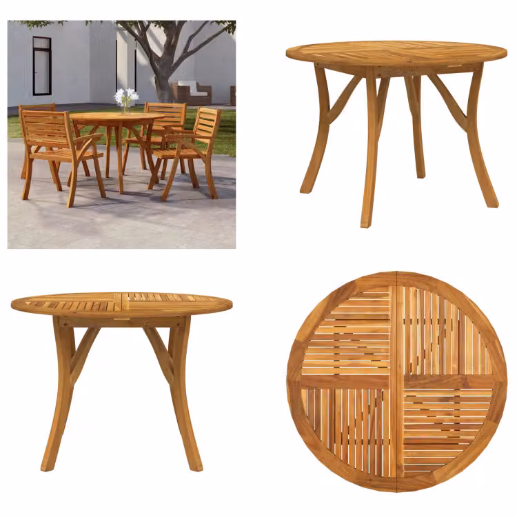 vidaXL Tavolo da giardino Ø 110 cm in legno massiccio di acacia - Tavolo da giardino - Tavoli da giardino - Mobili da giardino - Tavolo