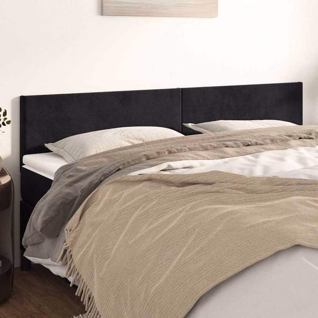 Testiera per letto vidaXL in velluto nero con pannello imbottito L: 200 cm, P: 5 cm, H: 78-88 cm