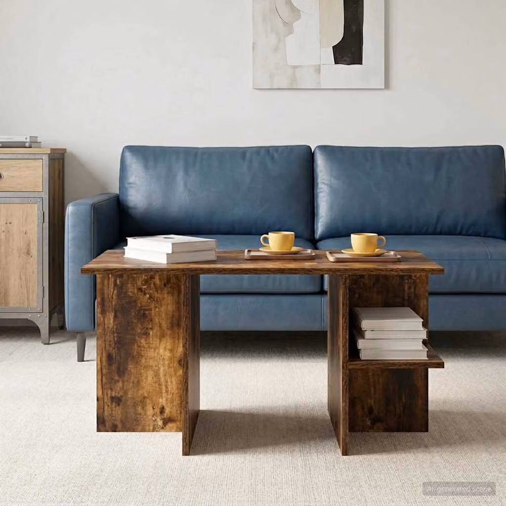 vidaXL Tavolino da salotto moderno in legno color marrone, L: 87 cm, P: 50 cm, H: 45 cm