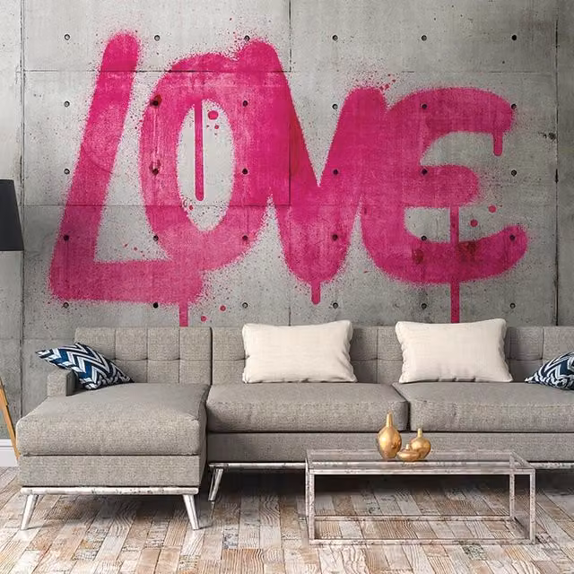 Fotomurale Love Multicolor con design astratto e moderno per la tua parete, L: 371 cm, H: 280 cm