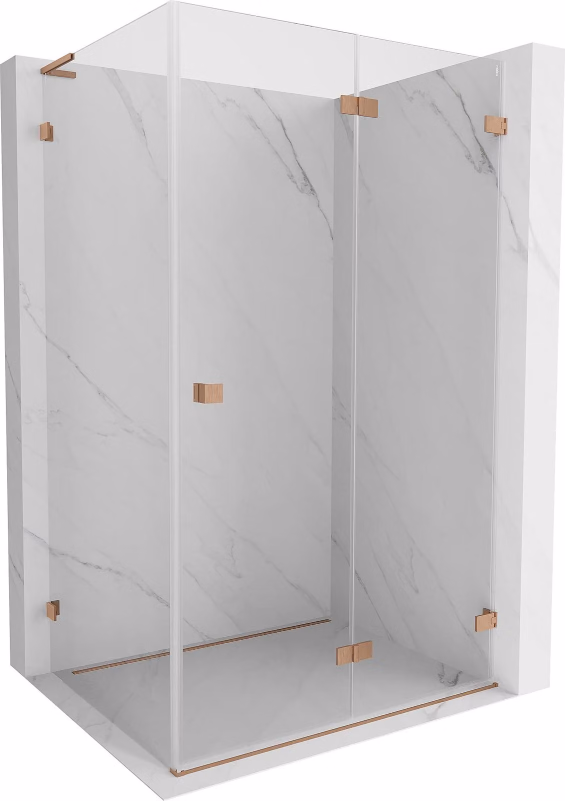 Mexen Lunar-F L cabina doccia pieghevole destra 95 x 80 cm, trasparente, rame spazzolato - 836L-095-080-65-00-P