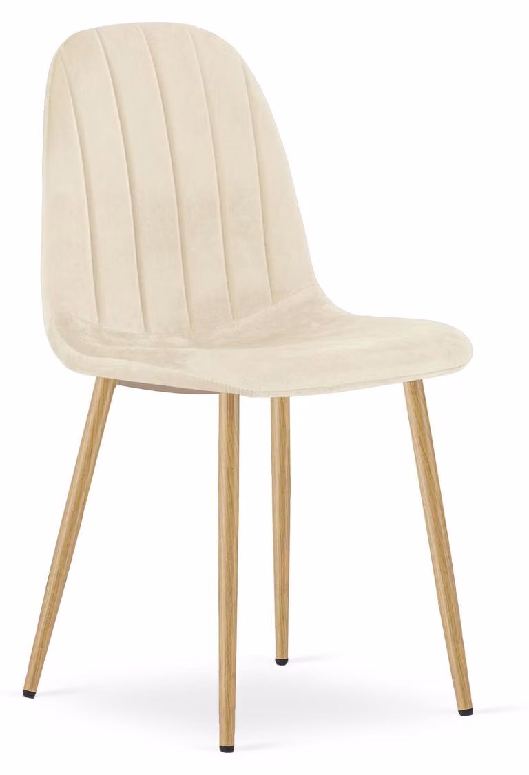 Sedia - Leobert - Padva - Velluto beige chiaro/Gambe in rovere - 44,5 x 53 x 87 cm