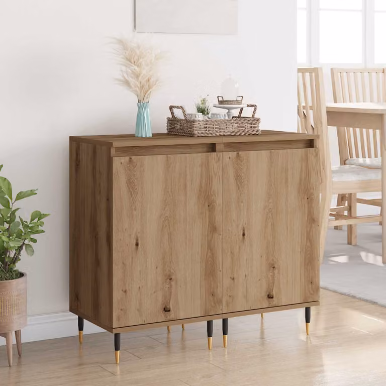 Set di 2 credenze moderne vidaXL in legno e metallo color marrone, L/P/H: 40 x 35 x 70 cm