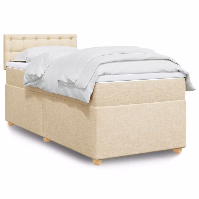 vidaXL Letto Ibrido con Materasso e Giroletto a Molle in Tessuto Beige e Bianco L/P/H: 200 x 80 x 100,5 cm
