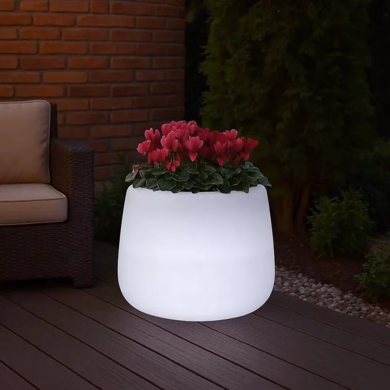 Vaso luminoso moderno Monacis in polimero con LED bianco per interno ed esterno Ø53 cm H55 cm – 2
