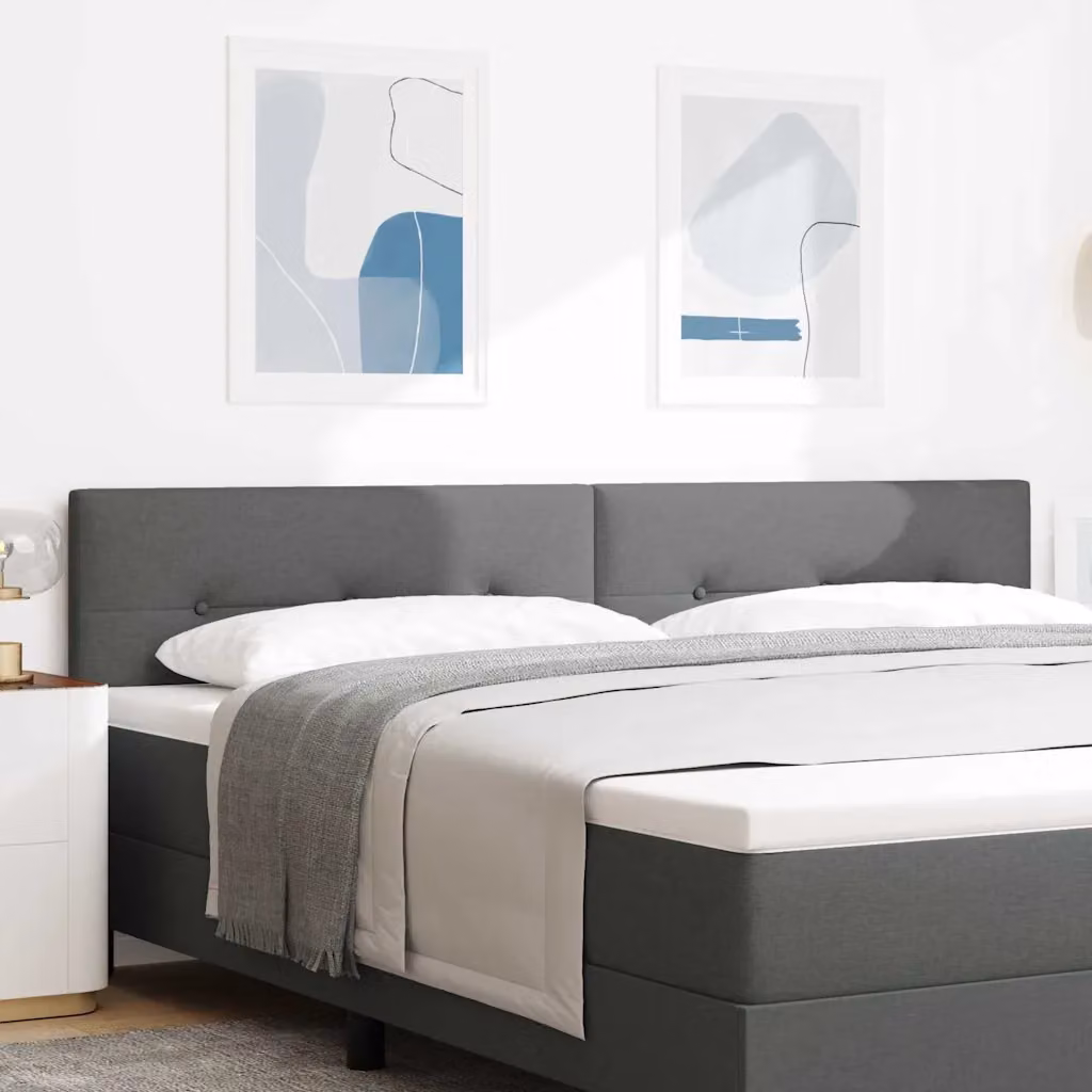 Testiera per letto vidaXL con illuminazione LED integrata e porte USB, rivestimento in tessuto grigio, Larghezza: 200 cm