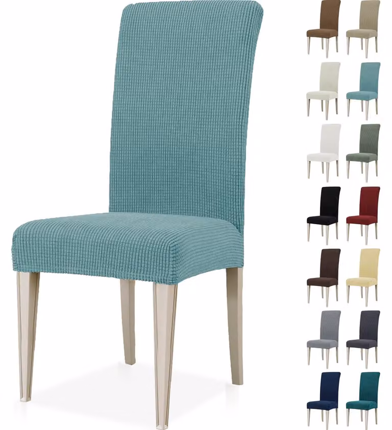 Coprisedia moderno elasticizzato - 2 coprisedie per sedia da pranzo - Copertura universale - Rimovibile - Lavabile - Azzurro chiaro - Sedia da pranzo