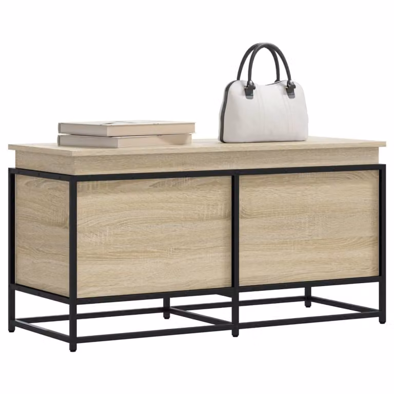 Contenitore con coperchio vidaXL in stile industriale, colore Rovere Sonoma, L/P/H: 100 x 40 x 51,5 cm
