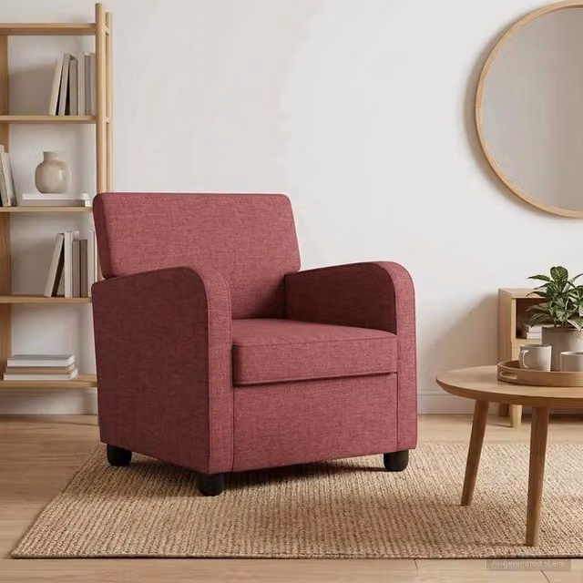 Poltrona lounge moderna vidaXL in tessuto rosso con braccioli – 1