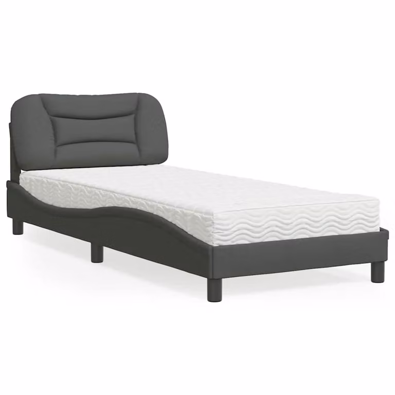Letto con Materasso Hvar vidaXL in Tessuto Grigio Scuro 90x190 cm