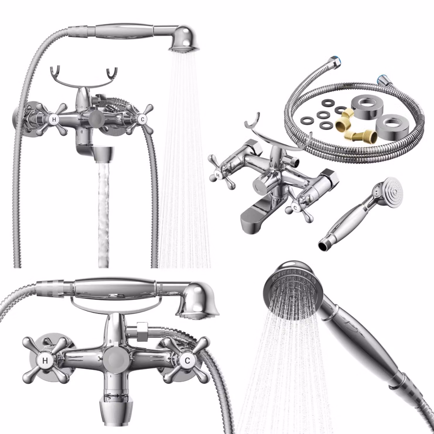 Granitan - Miscelatore doccia - Rubinetto doccia - Miscelatore cromato - montaggio a parete - RETRO