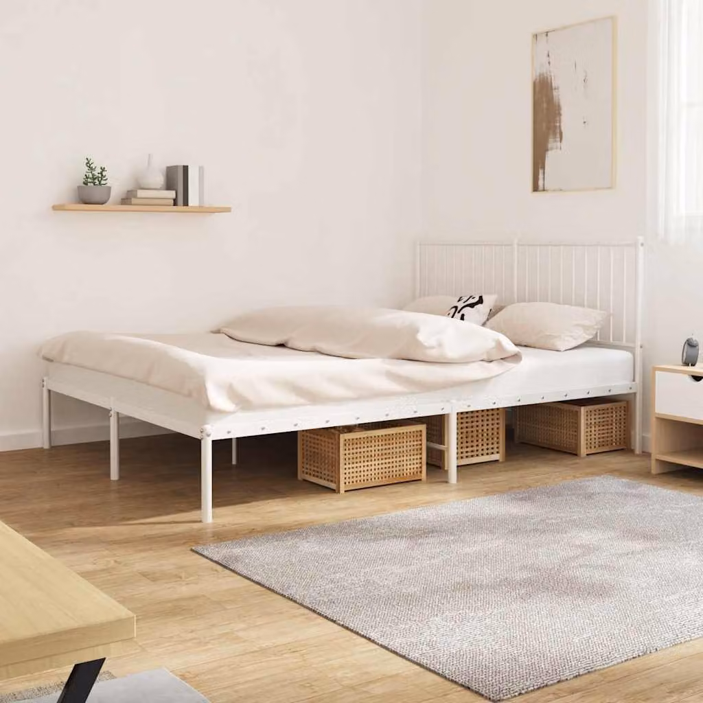 vidaXL Giroletto con Testiera in Metallo Bianco L/P/H: 200 x 160 x 90,5 cm